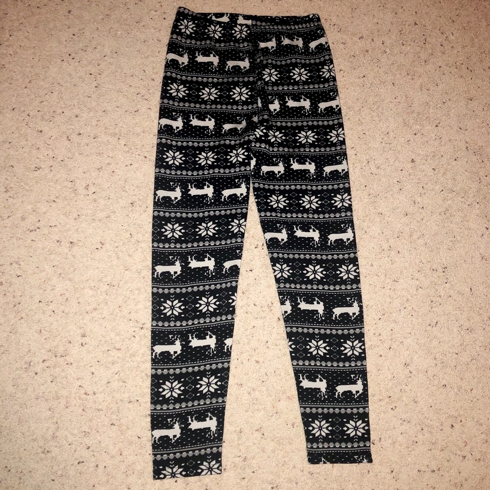 Gray & Black Fleece Lined Winter Leggings